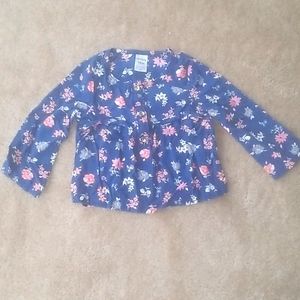 Navy and pink floral blouse